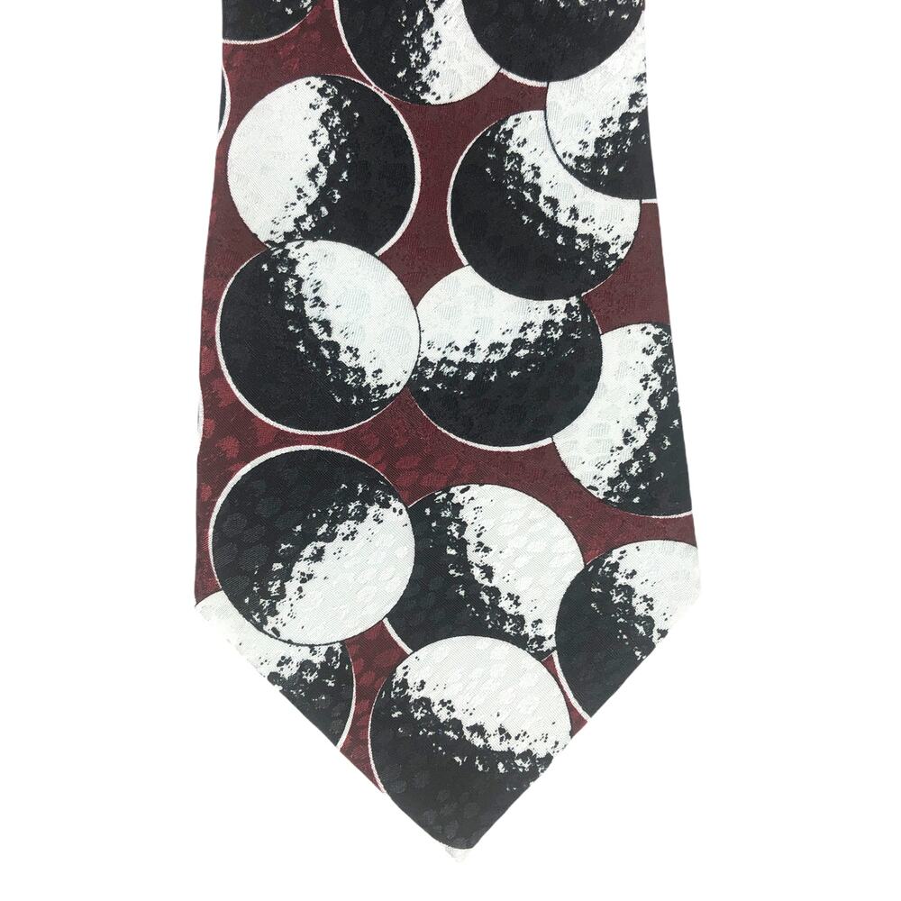 Burgundy, Black, and White Golf Ball Tie - Picture 4 of 6